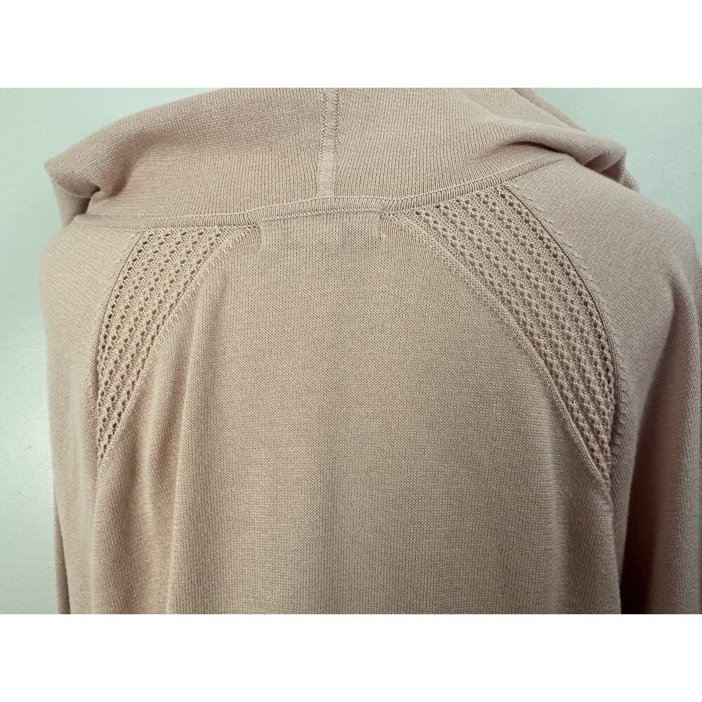 Athleta Evergreen V-Neck Knit Hoodie Sweater Blush Pink L Athleisure Balletcore - Picture 8 of 10